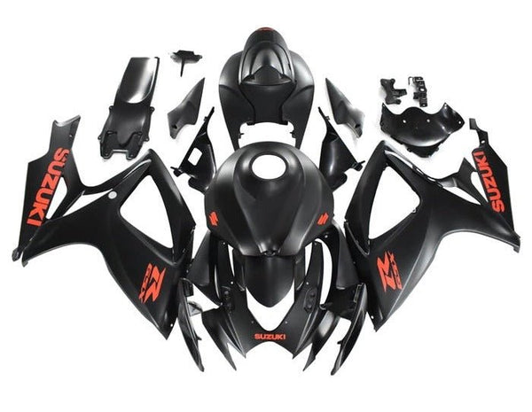 Suzuki GSXR 750 Fairings (2006-2007) Matte Black, Red at KingsMotorcycleFairings.com