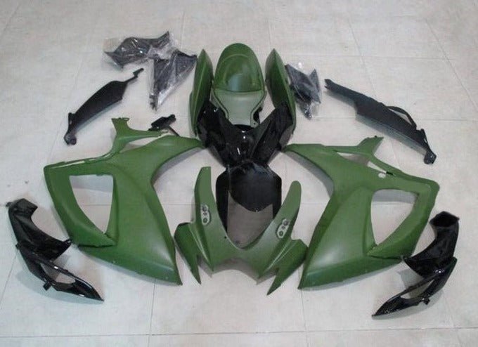 Suzuki GSXR 750 Fairings (2006-2007) Matte Green, Gloss Black at KingsMotorcycleFairings.com