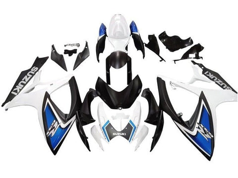 Suzuki GSXR 750 Fairings (2006-2007) Matte White, Black, Blue at KingsMotorcycleFairings.com