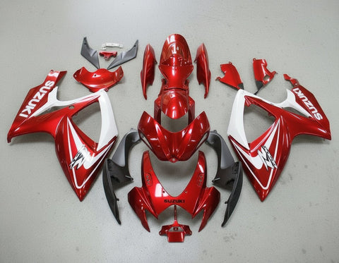 Suzuki GSXR750 Fairings (2006-2007) Red Candy, White at KingsMotorcycleFairings.com