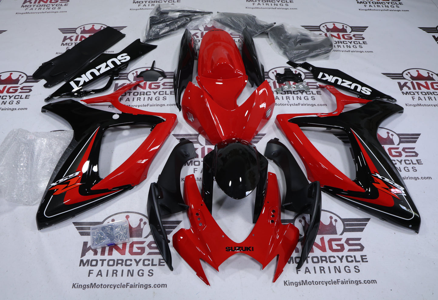 Suzuki GSXR750 Fairings (2006-2007) Red, Black, White, Dark Gray at KingsMotorcycleFairings.com