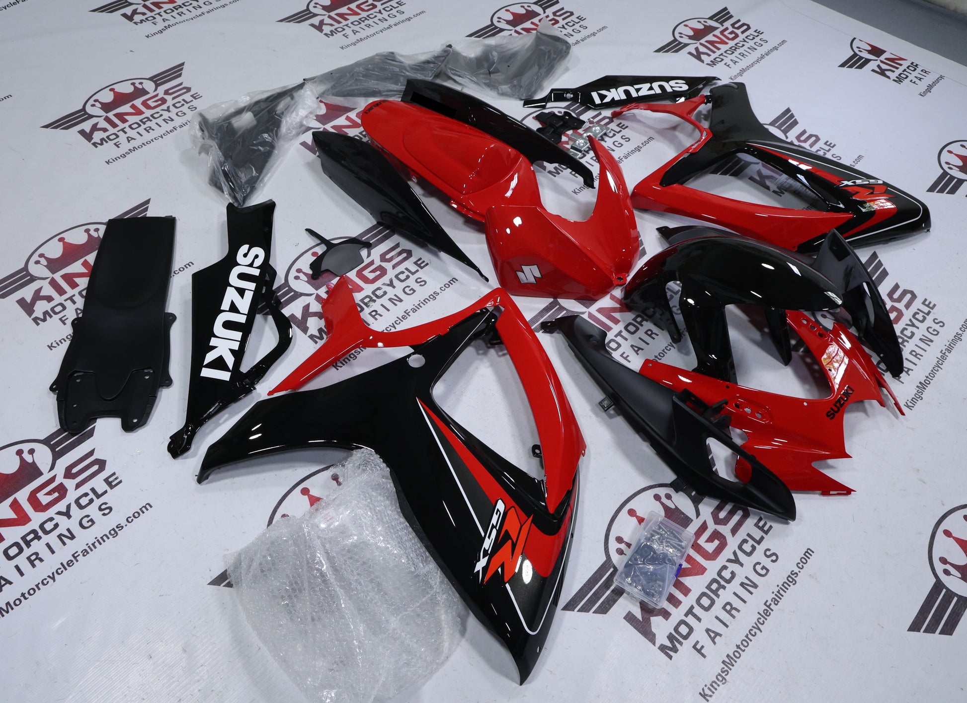 Suzuki GSXR750 Fairings (2006-2007) Red, Black, White, Dark Gray from KingsMotorcycleFairings.com