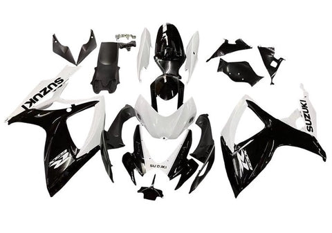 Suzuki GSXR 750 Fairings (2006-2007) White, Black at KingsMotorcycleFairings.com