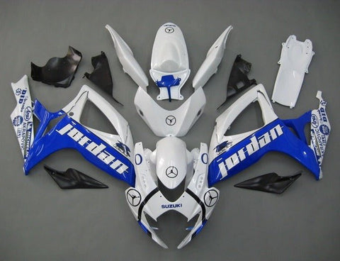 Suzuki GSXR 750 Fairings (2006-2007) White, Blue Jordan at KingsMotorcycleFairings.com