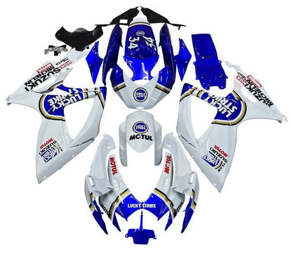 Suzuki GSXR 750 Fairings (2006-2007) White, Blue, Gold Lucky Strike at KingsMotorcycleFairings.com