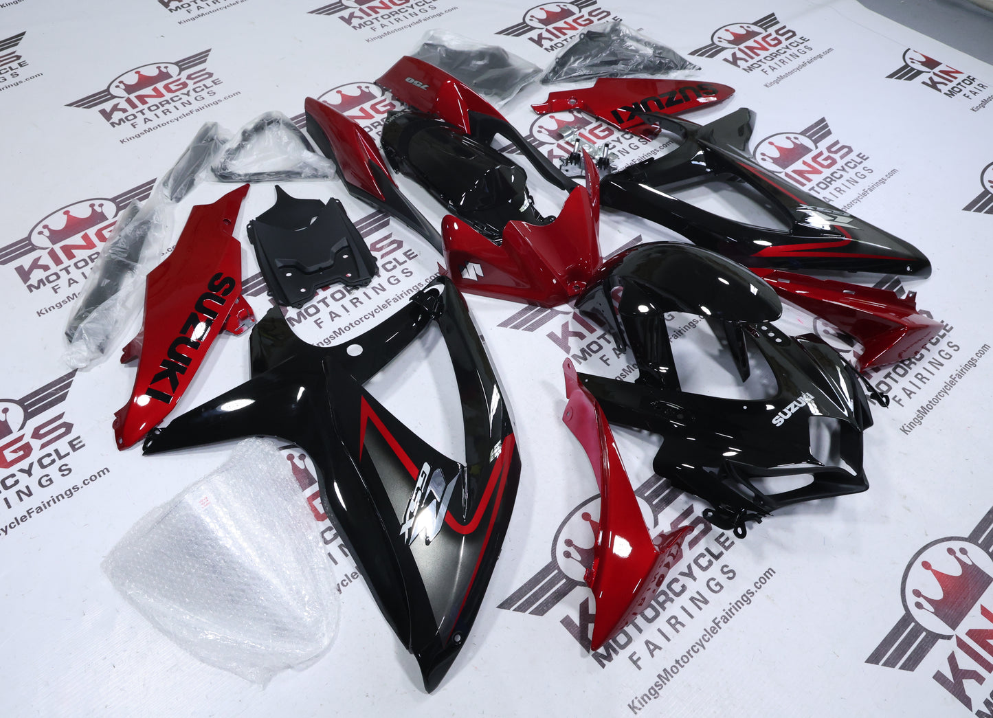 Suzuki GSXR750 Fairings (2008-2010) Black, Dark Red, Gray at KingsMotorcycleFairings.com