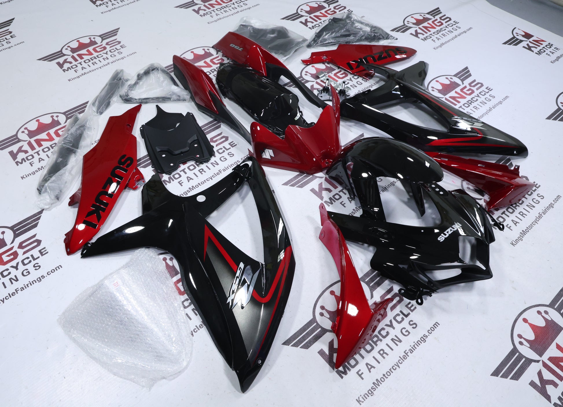 Suzuki GSXR750 Fairings (2008-2010) Black, Dark Red, Gray at KingsMotorcycleFairings.com