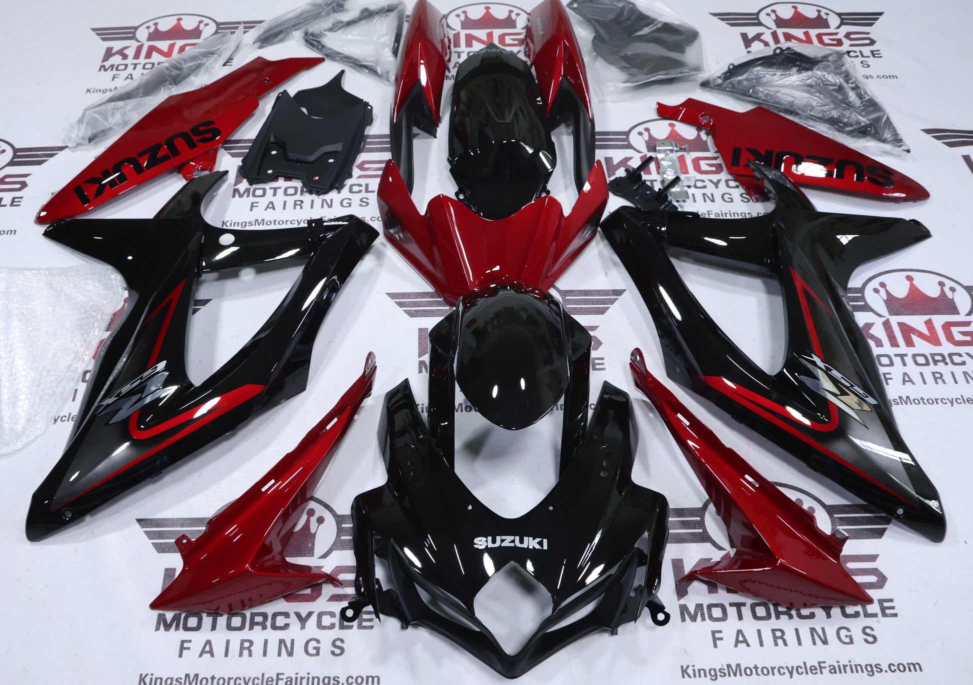 Suzuki GSX-R750 Fairings (2008-2010) Black, Dark Red, Gray at KingsMotorcycleFairings.com