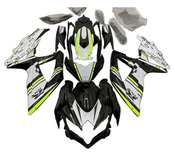Suzuki GSXR 750 Fairings (2008-2010) Black, White, Neon Yellow at KingsMotorcycleFairings.com