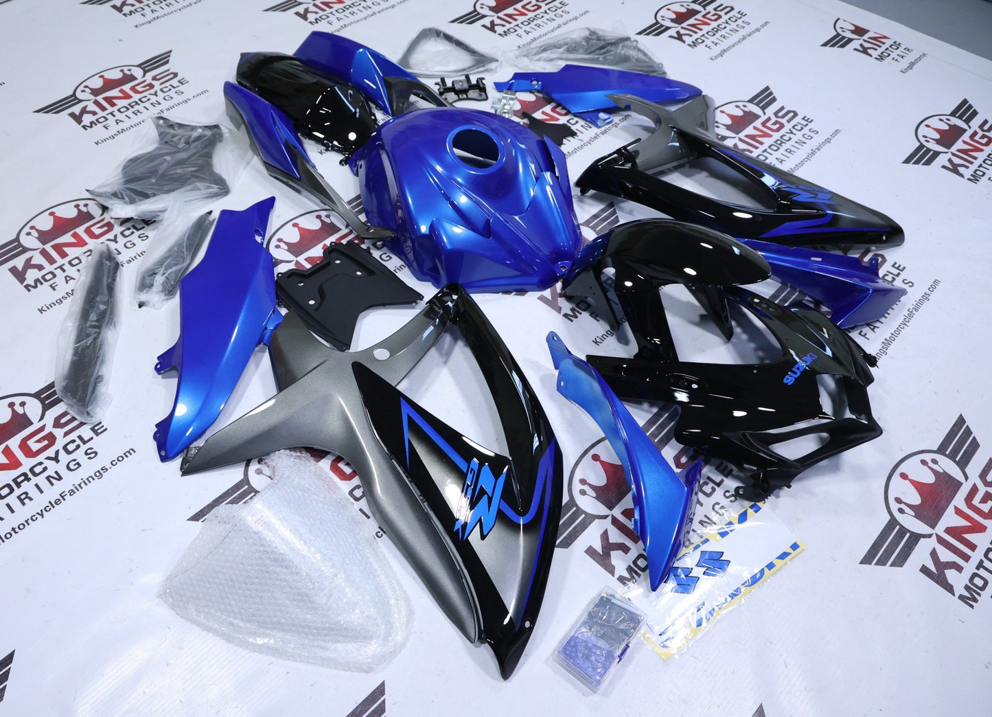 Suzuki GSXR750 Fairings (2008-2010) Blue, Black, Gray at KingsMotorcycleFairings.com