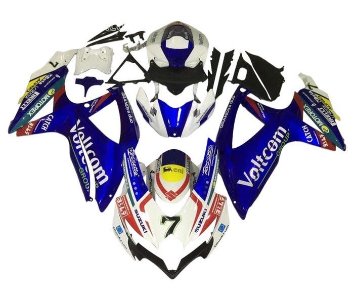 Suzuki GSXR 750 Fairings (2008-2010) Blue, White Voltcom at KingsMotorcycleFairings.com