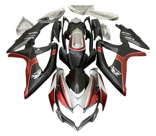 Suzuki GSXR 750 Fairings (2008-2010) Matte Black, Dark Red, Silver at KingsMotorcycleFairings.com