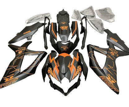 Suzuki GSXR 750 Fairings (2008-2010) Matte Black, Orange Corona at KingsMotorcycleFairings.com