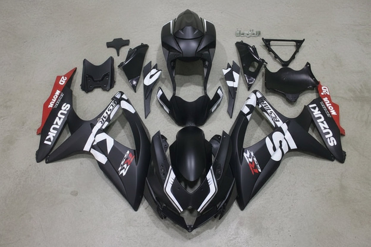 Suzuki GSXR 750 Fairings (2008-2010) Matte Black, White, Red at KingsMotorcycleFairings.com