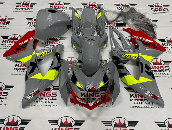 Suzuki GSXR750 Fairings (2008-2010) Nardo Gray, Black, Red, Neon Yellow at KingsMotorcycleFairings.com