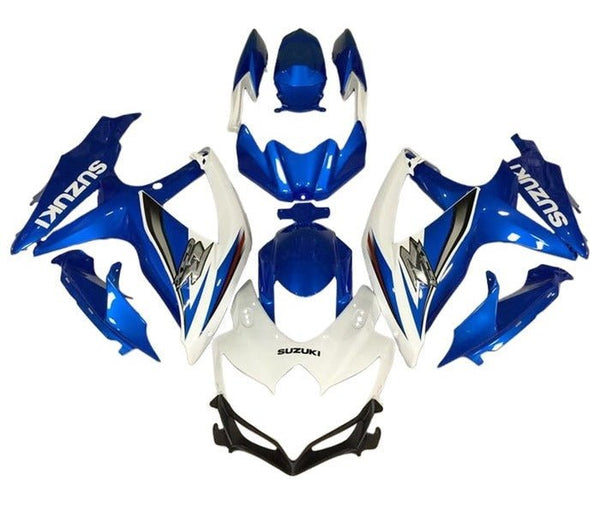 Suzuki GSXR 750 Fairings (2008-2010) White, Blue, Silver at KingsMotorcycleFairings.com