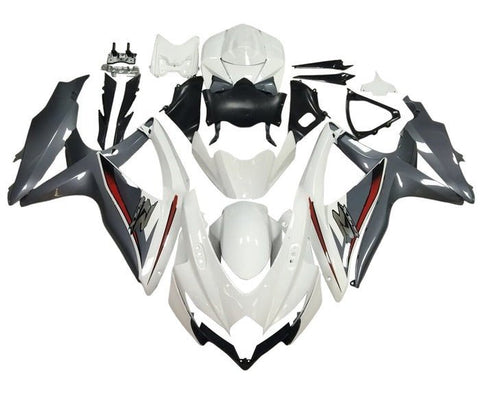 Suzuki GSXR 750 Fairings (2008-2010) White, Gray, Red at KingsMotorcycleFairings.com