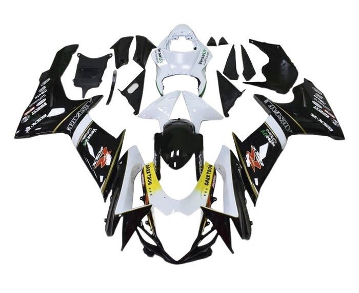 Suzuki GSXR 750 Fairings (2011-2024) Black, White, Gold Stripe at KingsMotorcycleFairings.com