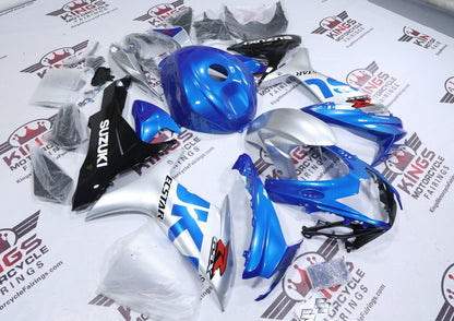 Suzuki GSXR750 Fairings (2011-2024) Blue, Silver Ecstar at KingsMotorcycleFairings.com