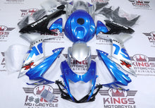 Suzuki GSXR750 Fairings (2011-2024) Blue, Silver Ecstar from KingsMotorcycleFairings.com.