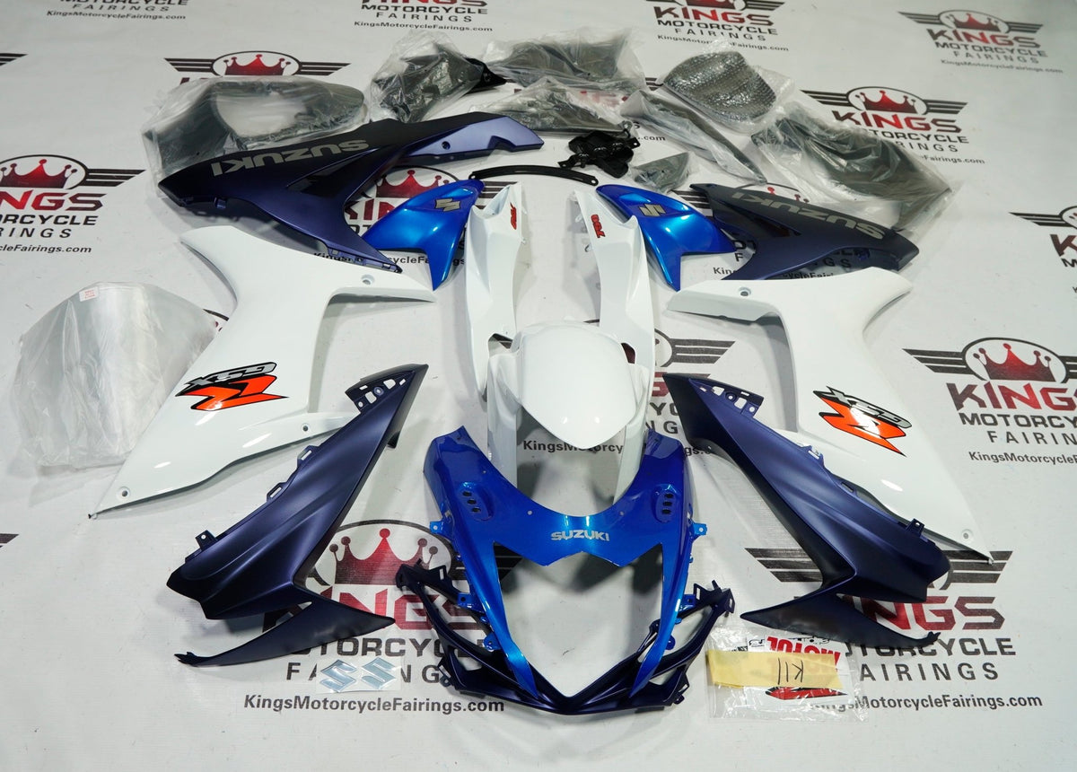 Suzuki GSXR750 Fairings (2011-2024) Blue, White, Matte Blue from KingsMotorcycleFairings.com