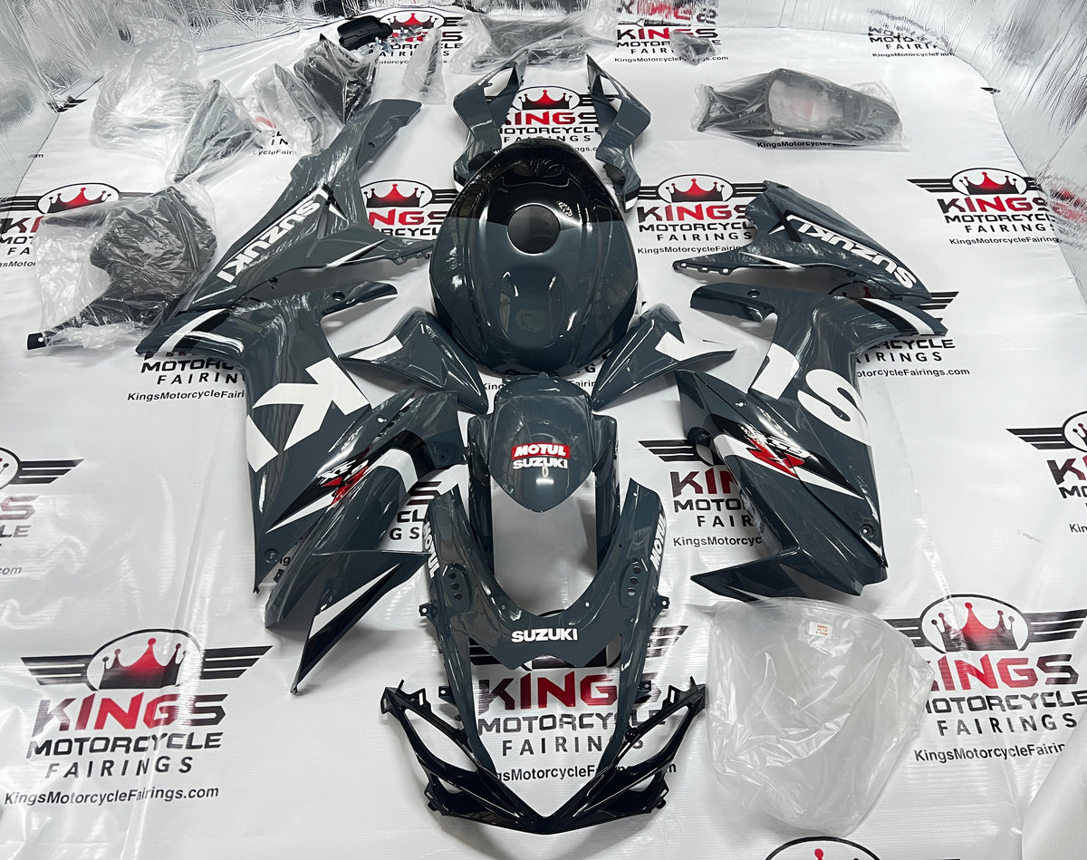 Suzuki GSXR750 Fairings (2011-2024) Dark Gray, White, Black at KingsMotorcycleFairings.com