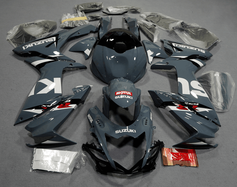 Suzuki GSXR750 Fairings (2011-2024) Dark Nardo Gray, White at KingsMotorcycleFairings.com