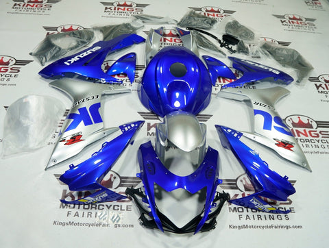 Suzuki GSXR750 Fairings (2011-2024) Silver, Blue at KingsMotorcycleFairings.com