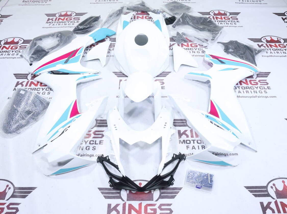 Suzuki GSXR750 Fairings (2011-2024) White, Turquoise, Pink from KingsMotorcycleFairings.com