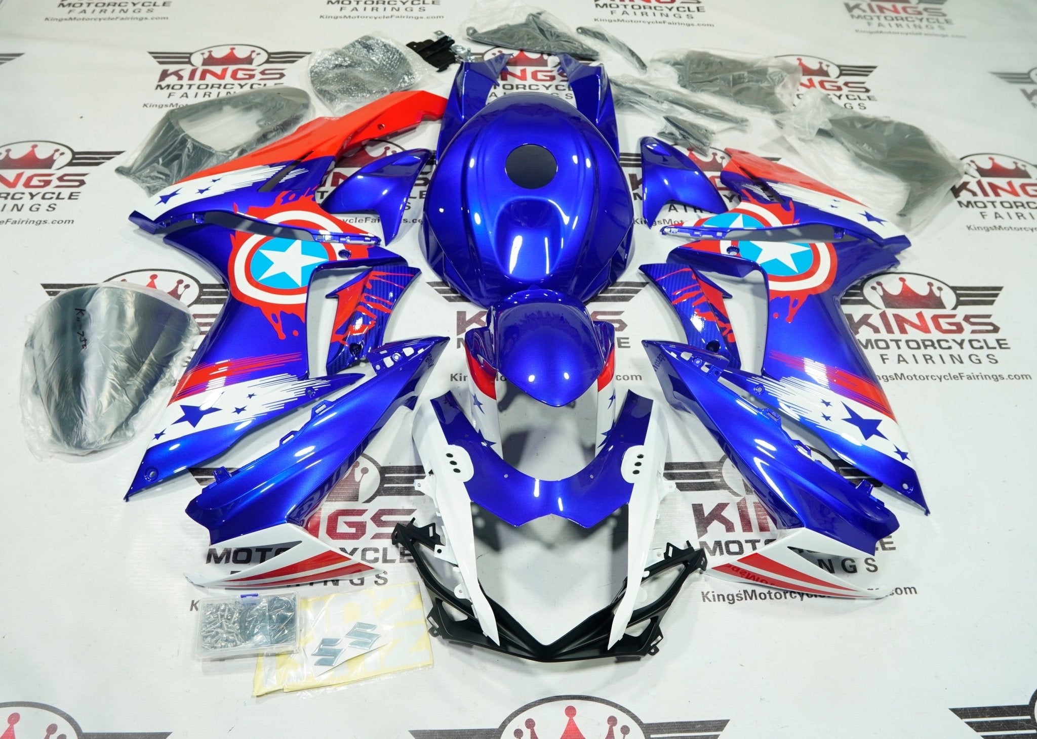 Suzuki GSXR750 Fairings (2025-2026) Blue Captain America at KingsMotorcycleFairings.com