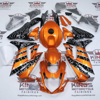 Suzuki GSXR750 Fairings (2025-2026) Orange, Black, Silver Spider Web at KingsMotorcycleFairings.com