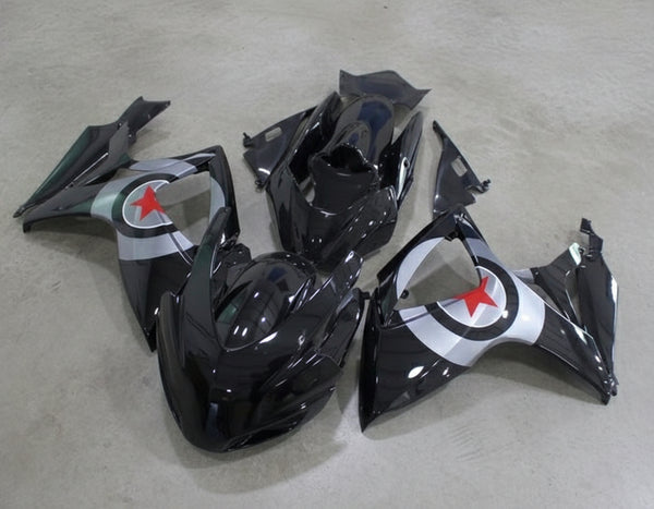 Suzuki GSXR 750 Race Fairings (2006-2007) Black, Silver, Red Star at KingsMotorcycleFairings.com