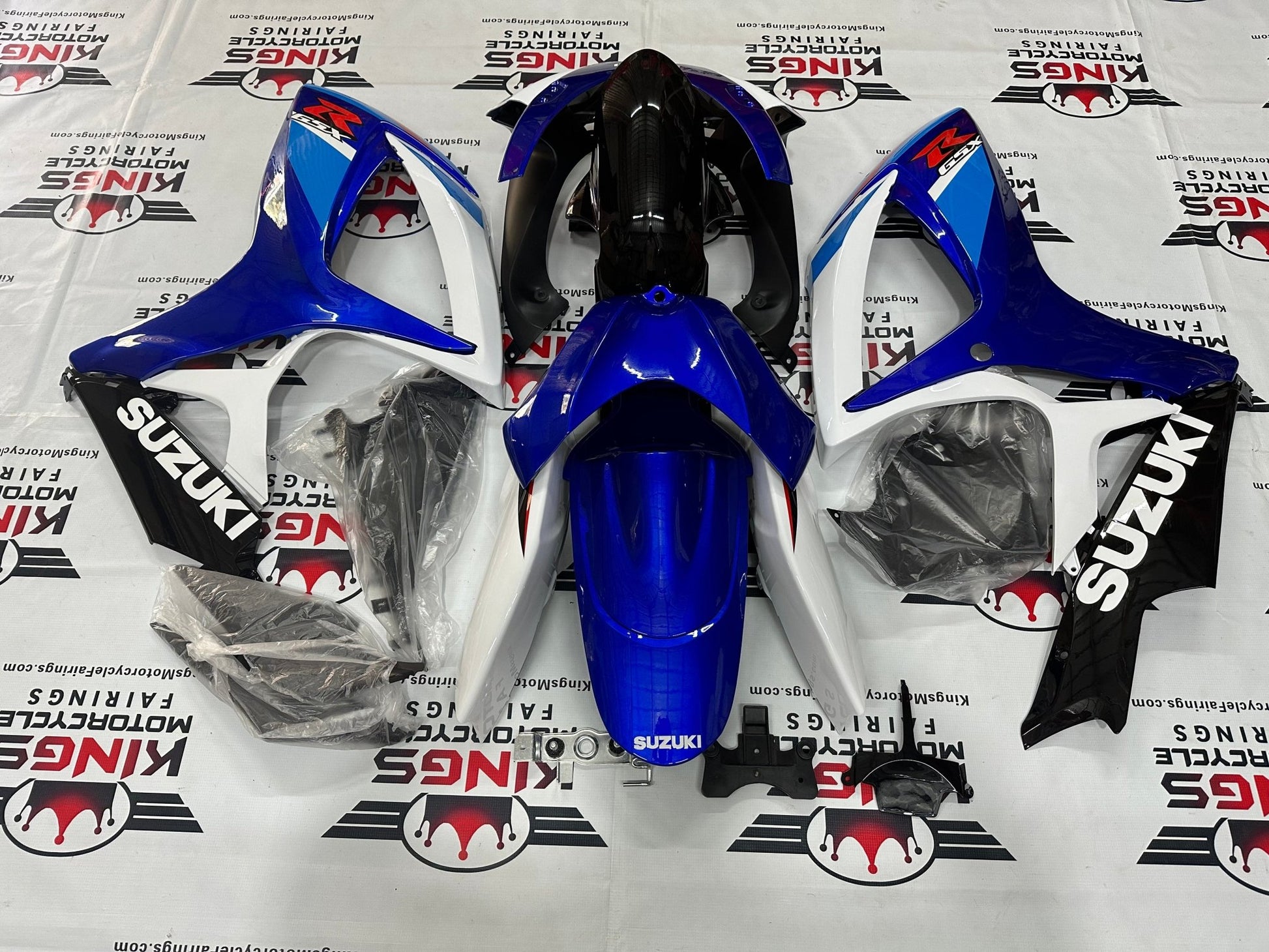 Suzuki GSXR750 (2006-2007) Blue, White, Black, Red Stripe Fairings from KingsMotorcycleFairings.com