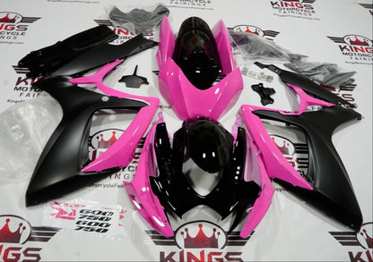 Suzuki GSXR750 Fairings (2006-2007) Matte Black, Pink, Gloss Black from Kings Motorcycle Fairings