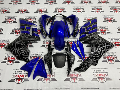 Suzuki GSXR750 (2011-2023) Blue, Black & Silver Spider Web Fairings at KingsMotorcycleFairings.com