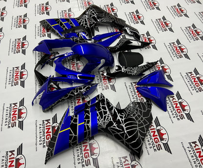 Suzuki GSXR750 (2011-2023) Blue, Black & Silver Spider Web Fairings at KingsMotorcycleFairings.com