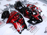 Suzuki Hayabusa Fairing Kit (1999-2007) Candy Red Flames, Black, Silver at KingsMotorcycleFairings.com