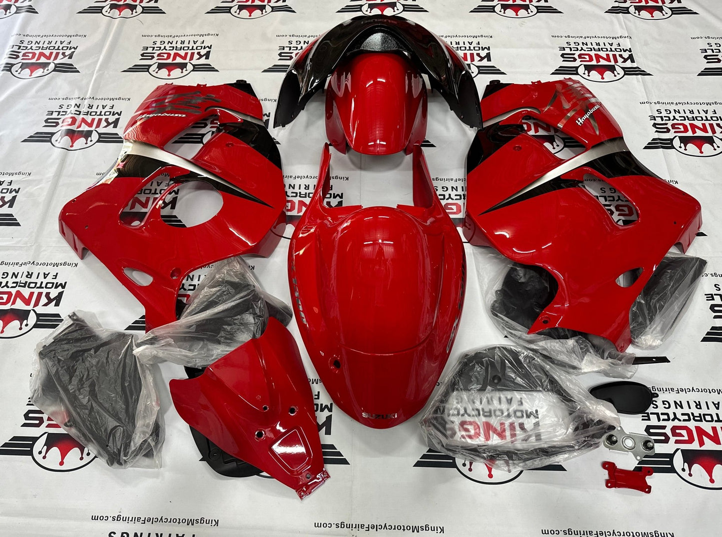Suzuki Hayabusa Fairing Kit (1999-2007) Red, Black, Chrome at KingsMotorcycleFairings.com