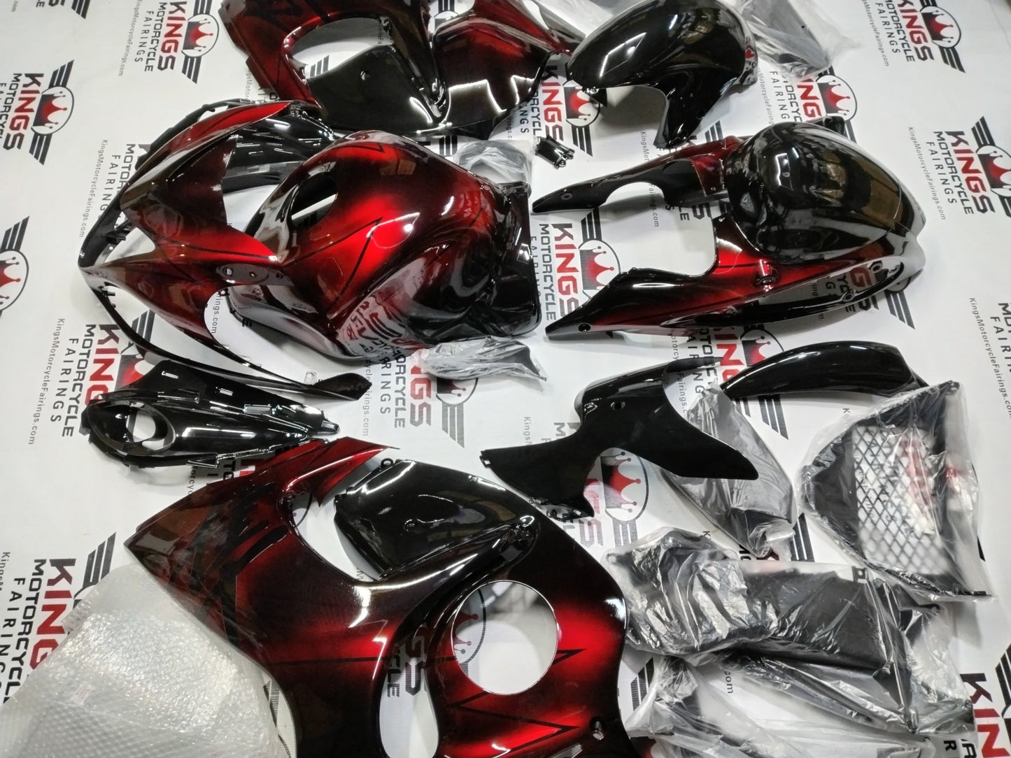 Suzuki Hayabusa Fairing Kit (2008-2020) Red, Black Fade at KingsMotorcycleFairings.com