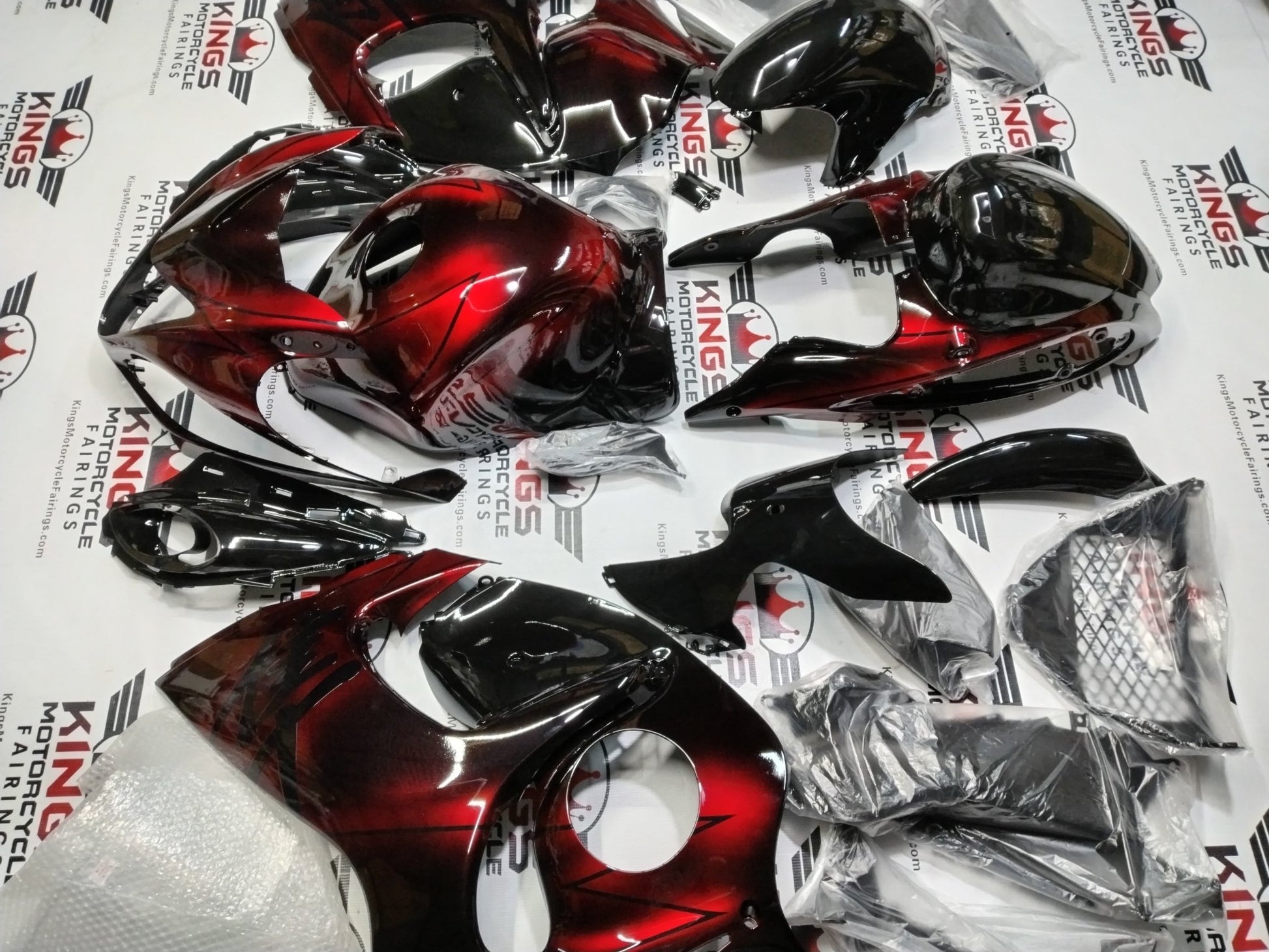 Suzuki Hayabusa Fairing Kit (2008-2020) Red, Black Fade at KingsMotorcycleFairings.com
