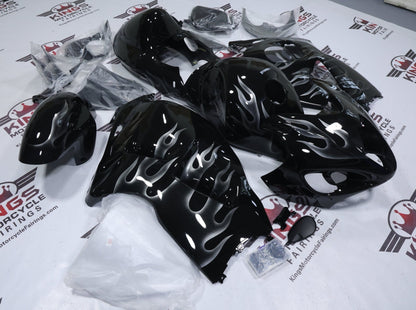 Suzuki Hayabusa Fairings (1999-2007) Black Ghost Flames at KingsMotorcycleFairings.com