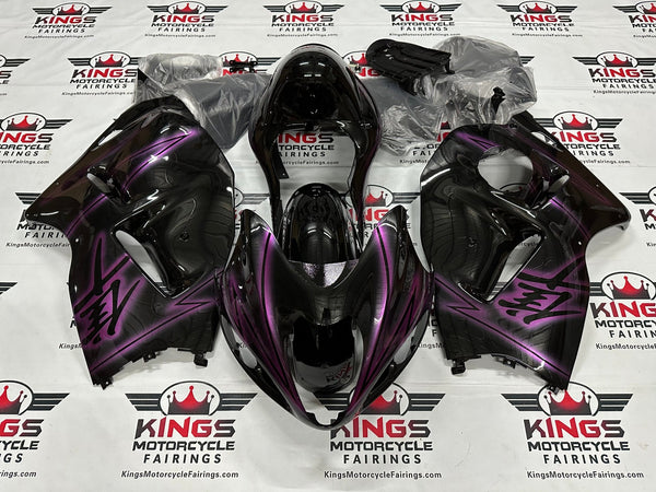 Suzuki Hayabusa Fairings (1999-2007) Black, Pink Spray at KingsMotorcycleFairings.com