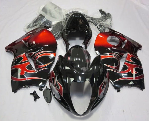 Suzuki Hayabusa Fairings (1999-2007) Black, Red Tribal at KingsMotorcycleFairings.com