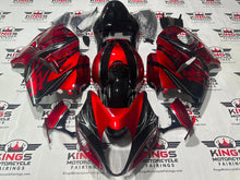Suzuki Hayabusa Fairings (1999-2007) Red, Black, Chrome Tribal Flame at KingsMotorcycleFairings.com