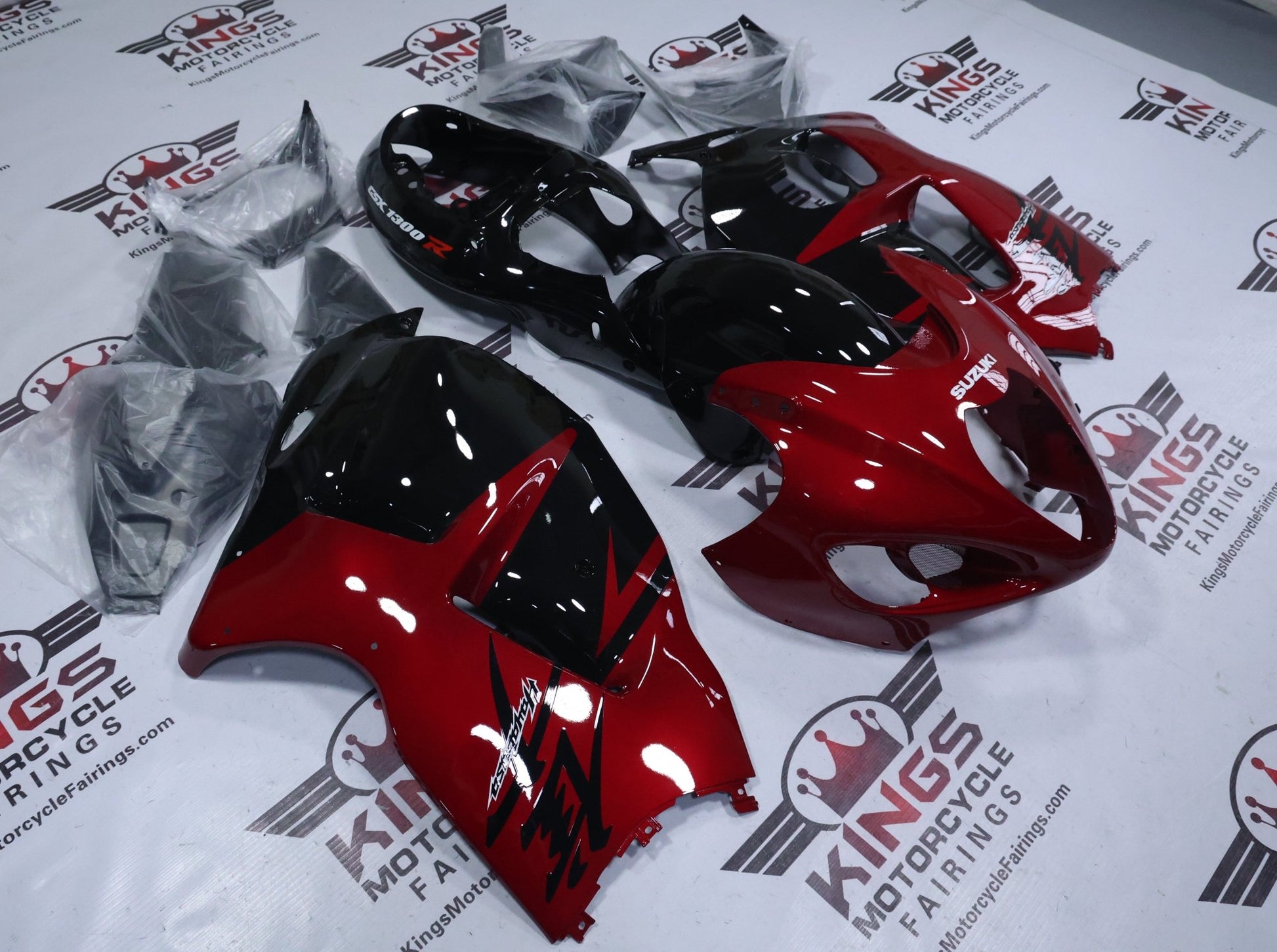 Suzuki Hayabusa Fairings (1999-2007) Dark Red, Black at KingsMotorcycleFairings.com