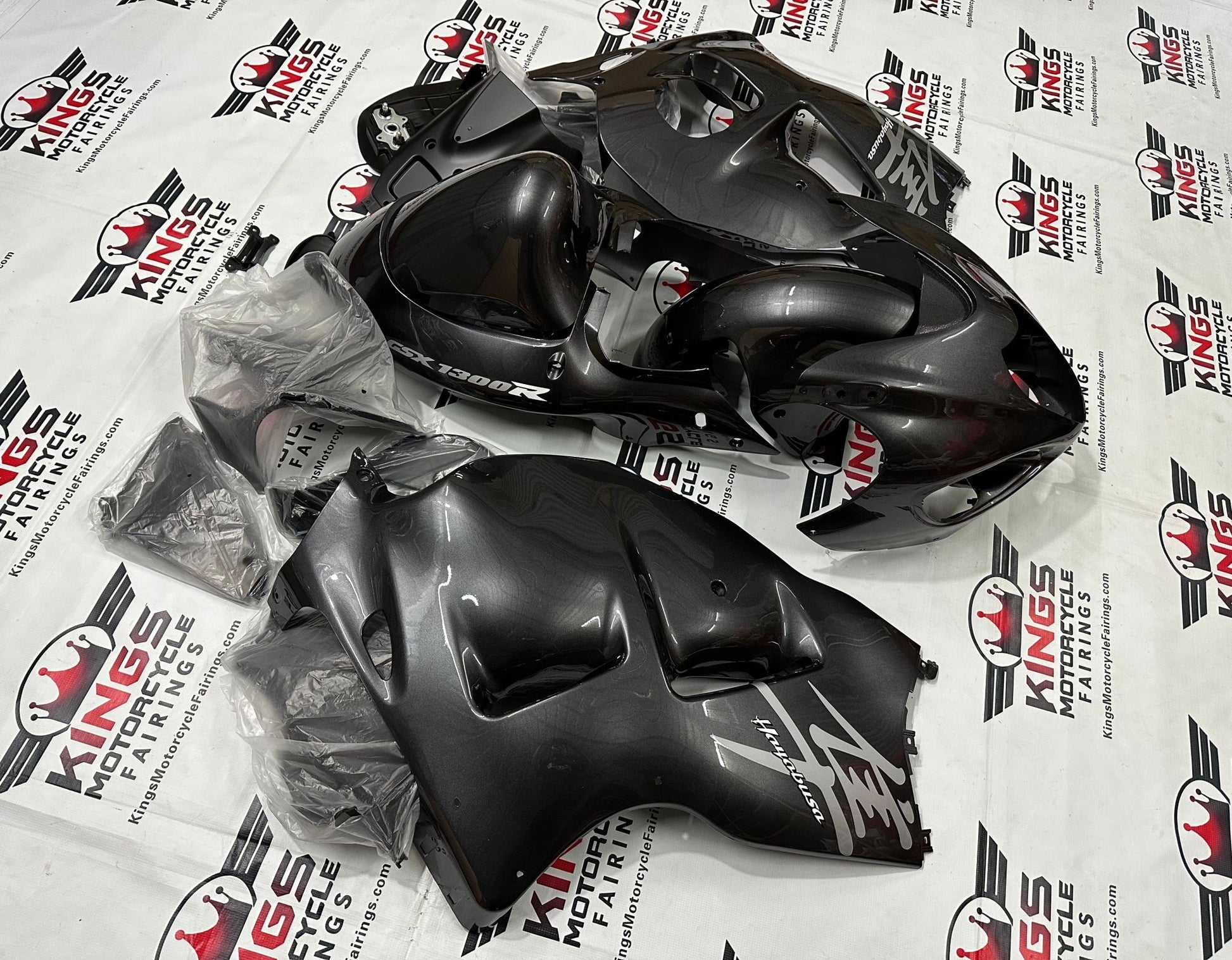 Suzuki Hayabusa Fairings (1999-2007) Gray on Gray at KingsMotorcycleFairings.com