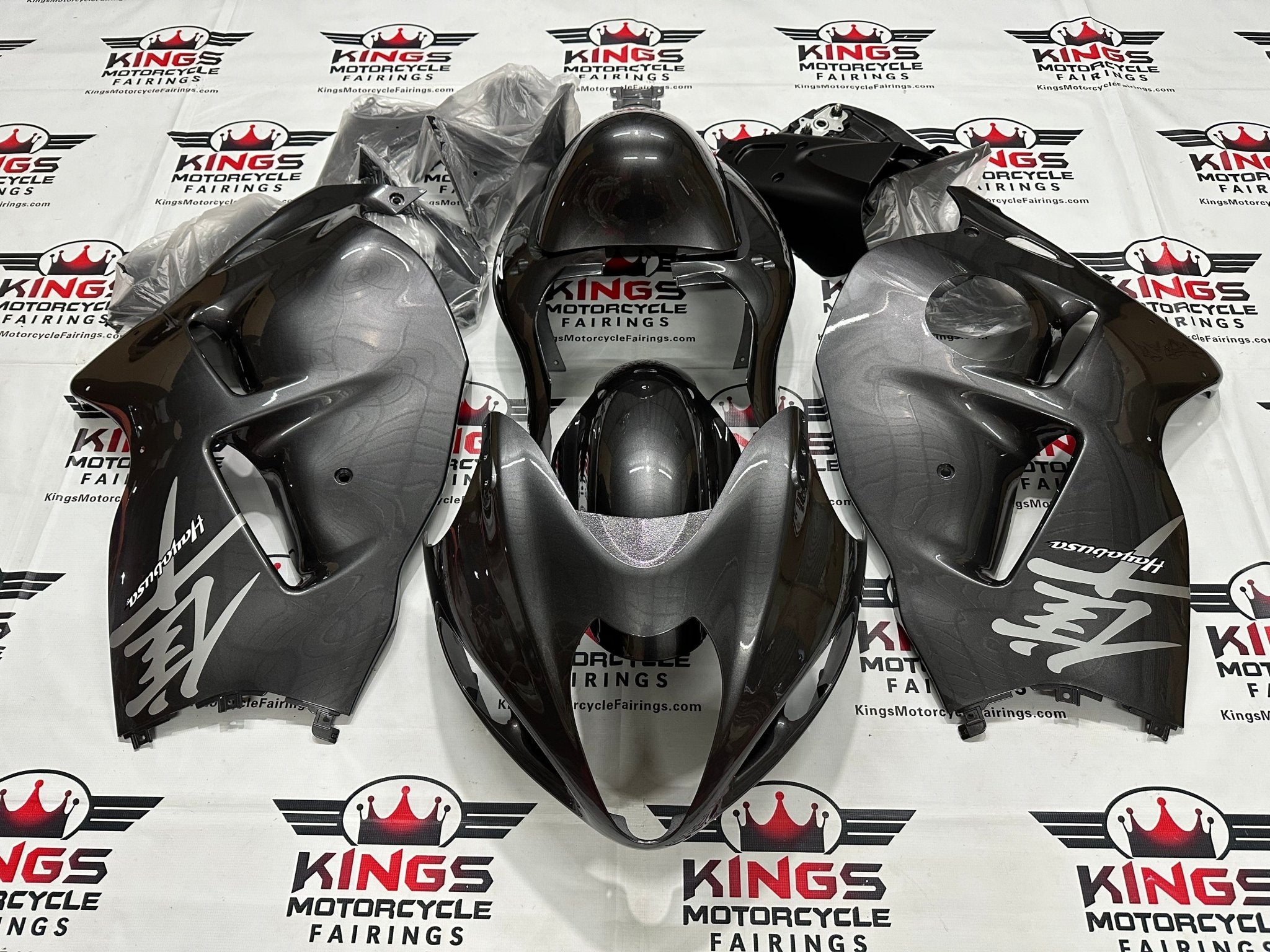 Suzuki Hayabusa Fairings (1999-2007) Gray on Gray from KingsMotorcycleFairings.com