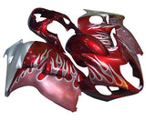 Suzuki Hayabusa Fairings (1999-2007) Red, White Flames at KingsMotorcycleFairings.com