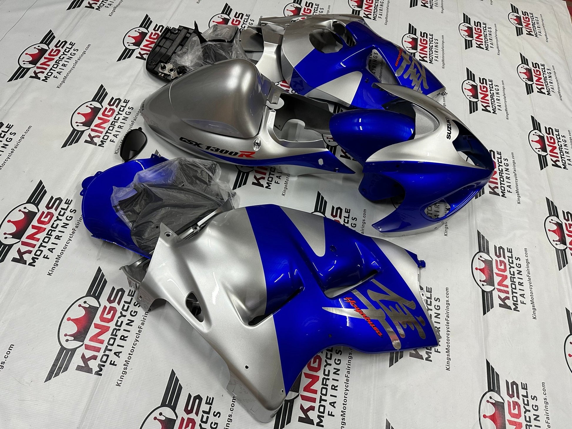 Suzuki Hayabusa Fairings (1999-2007) Silver, Blue at KingsMotorcycleFairings.com 