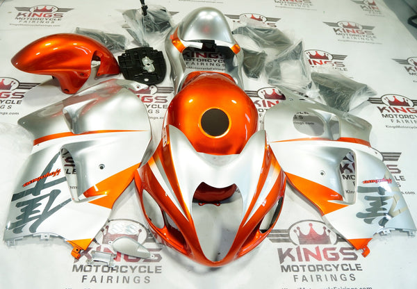 Suzuki Hayabusa Fairings (1999-2007) Silver, Orange at KingsMotorcycleFairings.com